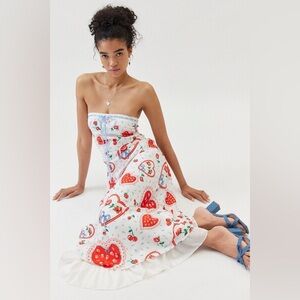 For Love & Lemons Daisy Mae Midi Dress in Red Motif